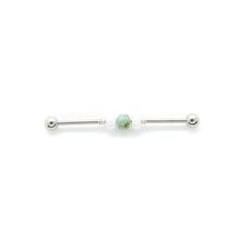 Load image into Gallery viewer, Turquoise &amp; White Bead Industrial Barbell - Scaffold Piercing, Surgical Steel