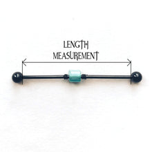 Load image into Gallery viewer, Turquoise &amp; White Bead Industrial Barbell - Scaffold Piercing, Surgical Steel