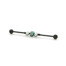 Load image into Gallery viewer, Turquoise &amp; White Bead Industrial Barbell - Scaffold Piercing, Surgical Steel