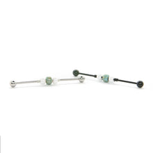 Load image into Gallery viewer, Turquoise &amp; White Bead Industrial Barbell - Scaffold Piercing, Surgical Steel