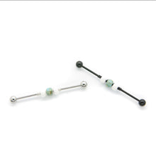 Load image into Gallery viewer, Turquoise &amp; White Bead Industrial Barbell - Scaffold Piercing, Surgical Steel