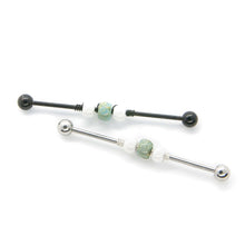 Load image into Gallery viewer, Turquoise &amp; White Bead Industrial Barbell - Scaffold Piercing, Surgical Steel