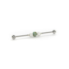 Load image into Gallery viewer, Turquoise &amp; White Bead Industrial Barbell - Scaffold Piercing, Surgical Steel