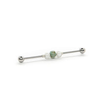 Load image into Gallery viewer, Turquoise &amp; White Bead Industrial Barbell - Scaffold Piercing, Surgical Steel