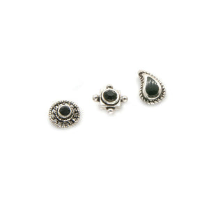Mismatched Black Paisley Stud Earring Set - Asymmetrical Stud Earrings