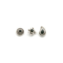 Load image into Gallery viewer, Mismatched Black Paisley Stud Earring Set - Asymmetrical Stud Earrings