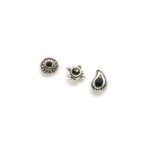 Load image into Gallery viewer, Mismatched Black Paisley Stud Earring Set - Asymmetrical Stud Earrings