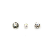Load image into Gallery viewer, Mismatched Iridescent Crystal Stud Earring Set - Asymmetrical Stud Earrings