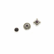 Load image into Gallery viewer, Mismatched Purple Crystal Stud Earring Set - Asymmetrical Stud Earrings