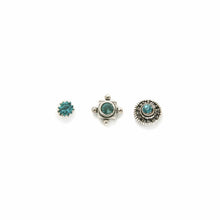 Load image into Gallery viewer, Mismatched Turquoise Crystal Stud Earring Set - Asymmetrical Stud Earrings