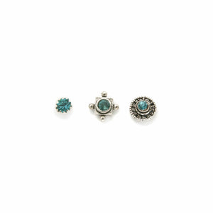 Mismatched Turquoise Crystal Stud Earring Set - Asymmetrical Stud Earrings