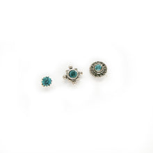 Load image into Gallery viewer, Mismatched Turquoise Crystal Stud Earring Set - Asymmetrical Stud Earrings