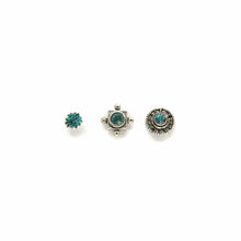 Load image into Gallery viewer, Mismatched Turquoise Crystal Stud Earring Set - Asymmetrical Stud Earrings
