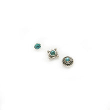 Load image into Gallery viewer, Mismatched Turquoise Crystal Stud Earring Set - Asymmetrical Stud Earrings