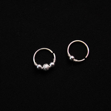 Dainty Silver Beaded Nose Ring