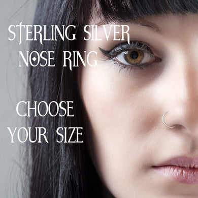 Nose Hoop Plain Silver Nose Ring - Choose Your Size MidwinterHollow