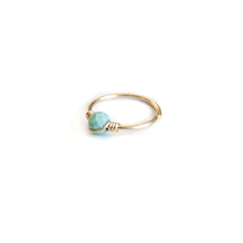 Load image into Gallery viewer, Nose Hoop Turquoise Nose Ring in Gold or Silver MidwinterHollow