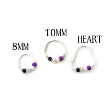 Load image into Gallery viewer, Ace Pride Beaded Silver Earrings - Cartilage, Helix, Earlobe