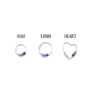 Bi Pride Flag Opal Bead Silver Earrings