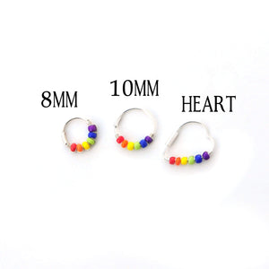 Gay Pride Rainbow Earrings - Cartilage Hoop, Nose Ring