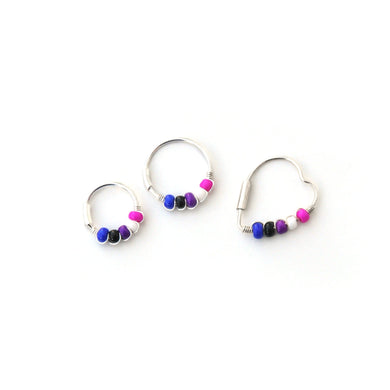 Genderfluid Pride Flag Bead Earrings - Cartilage Hoop, Nose Ring