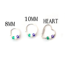 Load image into Gallery viewer, Genderqueer Pride Flag Bead Silver Earrings - Cartilage Hoop, Nose Ring