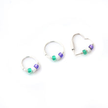 Load image into Gallery viewer, Genderqueer Pride Flag Bead Silver Earrings - Cartilage Hoop, Nose Ring
