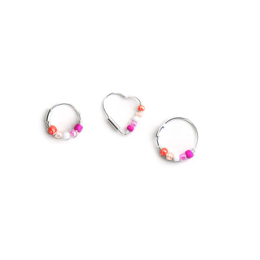 Lesbian Pride Silver Earrings - Cartilage Hoop, Nose Ring