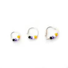 Load image into Gallery viewer, Non Binary Pride Flag Beaded Silver Earrings - Cartilage Hoop, Nose Ring