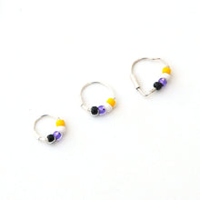 Load image into Gallery viewer, Non Binary Pride Flag Beaded Silver Earrings - Cartilage Hoop, Nose Ring