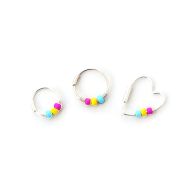 Pansexual Pride Flag Bead Earrings - Cartilage Hoop, Nose Ring