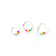 Load image into Gallery viewer, Pansexual Pride Flag Bead Earrings - Cartilage Hoop, Nose Ring