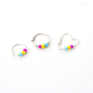 Pansexual Pride Flag Bead Earrings - Cartilage Hoop, Nose Ring