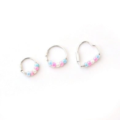 Trans Pride Flag Hoop Earrings - Cartilage Hoop, Nose Ring