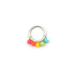 Hanging Rainbow Bead Hoop - Septum, Rook, Daith, Helix