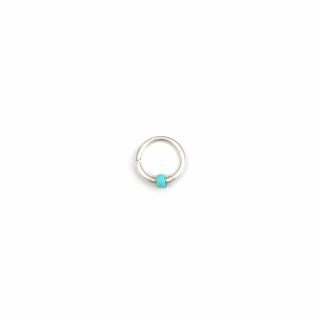 Turquoise and White Bead hoop - Septum, Rook, Daith
