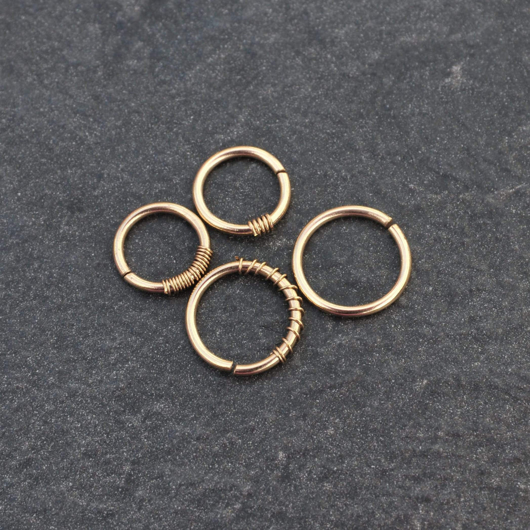 Septum Piercing Rook Piercing Daith Piercing 9ct Gold Septum Ring - Septum, Rook, Daith, Helix MidwinterHollow