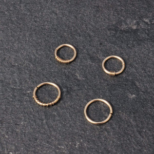 Septum Piercing Rook Piercing Daith Piercing 9ct Gold Septum Ring - Septum, Rook, Daith, Helix MidwinterHollow