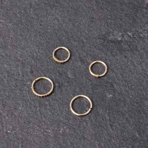 Septum Piercing Rook Piercing Daith Piercing 9ct Gold Septum Ring - Septum, Rook, Daith, Helix MidwinterHollow