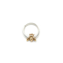 Load image into Gallery viewer, Brass Bee Septum Ring - Sterling Silver, Brass - Rook, Daith, Helix