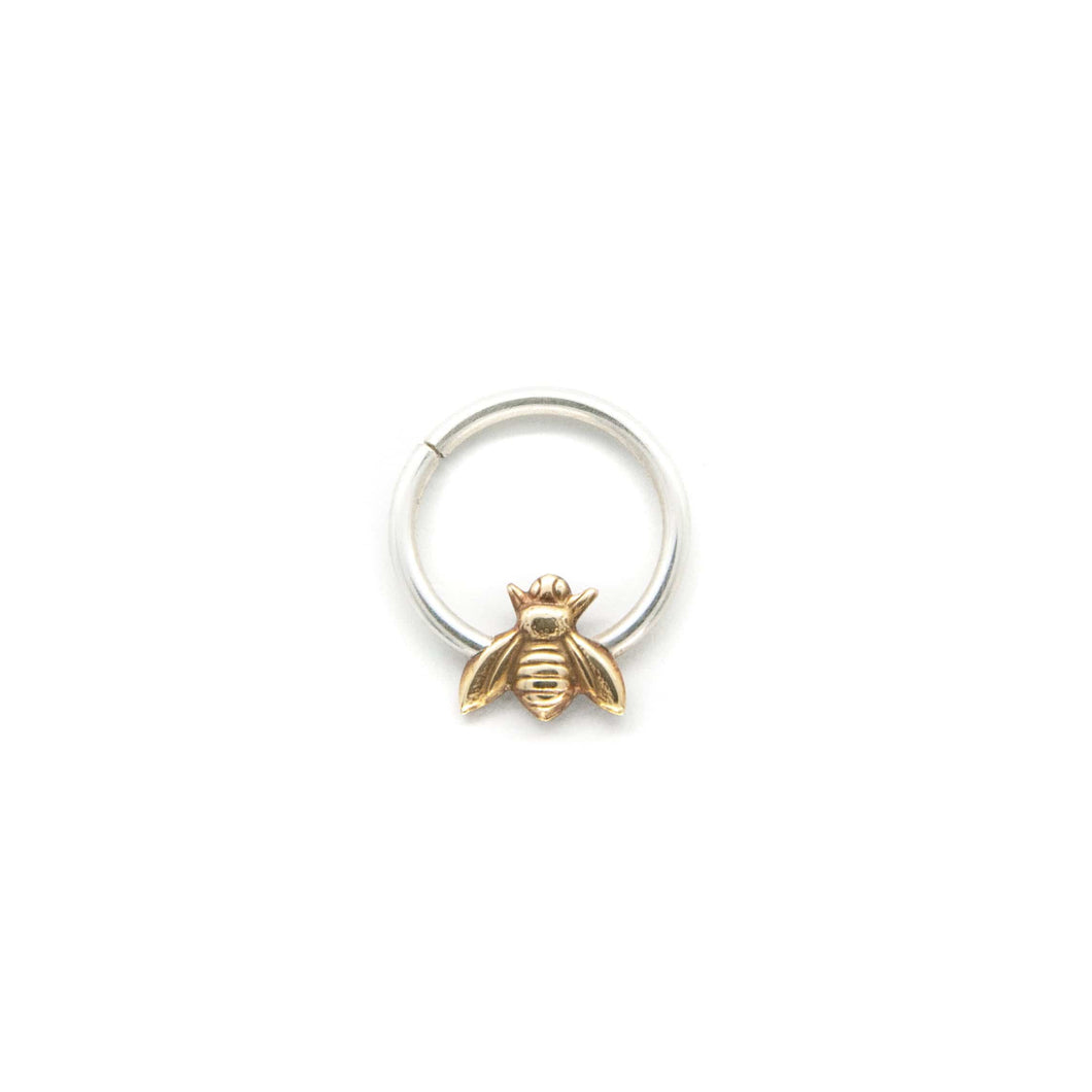 Brass Bee Septum Ring - Sterling Silver, Brass - Rook, Daith, Helix