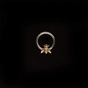 Brass Bee Septum Ring - Sterling Silver, Brass - Rook, Daith, Helix