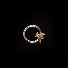 Load image into Gallery viewer, Brass Bee Septum Ring - Sterling Silver, Brass - Rook, Daith, Helix