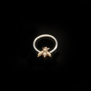 Brass Bee Septum Ring - Sterling Silver, Brass - Rook, Daith, Helix