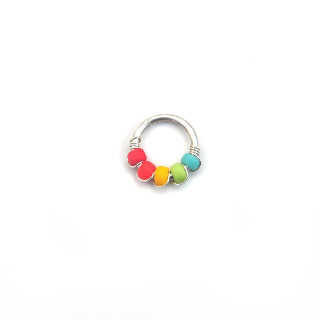 Bright Colour Bead Hoop - Septum, Rook, Daith, Helix