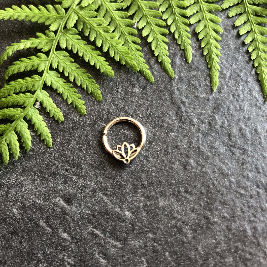 Silver Lotus Septum Ring - Daith, Rook, Helix