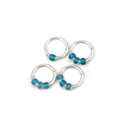 Teal Beaded Hoop - Septum, Rook, Daith, Helix