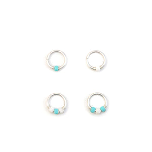 Turquoise and White Bead hoop - Septum, Rook, Daith