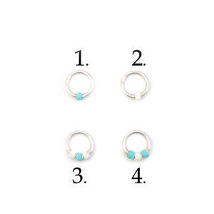 Turquoise and White Bead hoop - Septum, Rook, Daith
