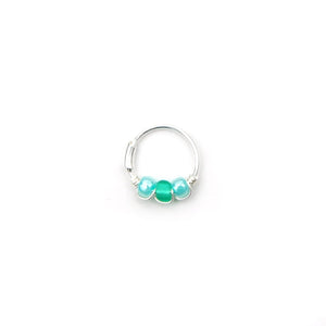 Green Bead Hoop Earring - Cartilage Hoop, Nose Ring